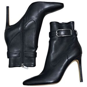Marc Fisher LTD Cyndi Chic Elegant Stiletto Moto Boho Ankle Boots Sz 7.5 Black